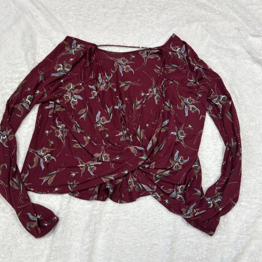 Free People Red Ruched Backless Elsa boho Open back top NWOT - Picture 2 of 7